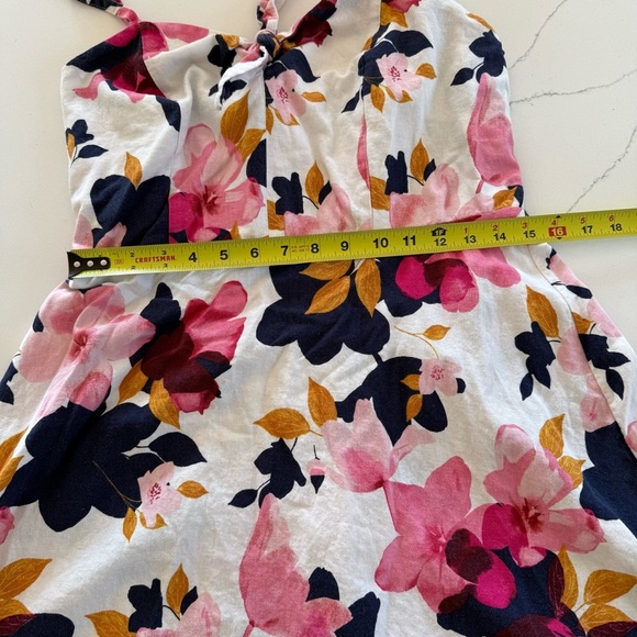 Old Navy Women's Multi Pink Floral Tie-Front Linen Viscose Mini Dress‎ Large EUC - Picture 11 of 13